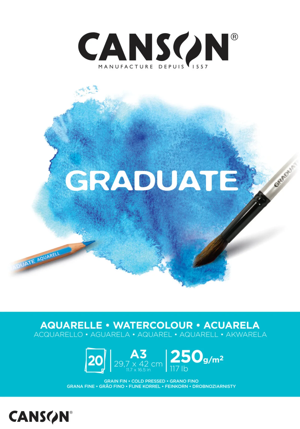 CANSON Graduate Aquarelle A3 400110375 20 Blatt, weiss, 250g – Hochwertig & günstig bei ShopDeca