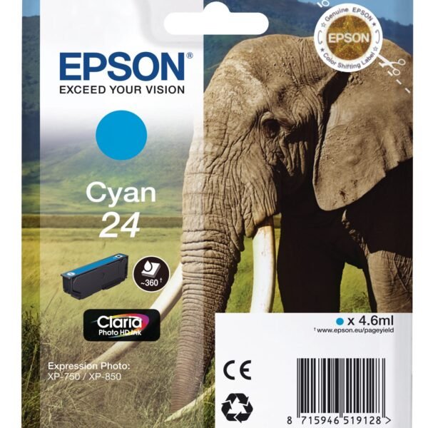 EPSON Tintenpatrone cyan T242240 XP 750/850 360 Seiten