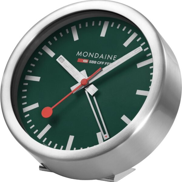 MONDAINE Wand / Tischuhr 125mm A997.66SBV.1 grün, Weckfunktion