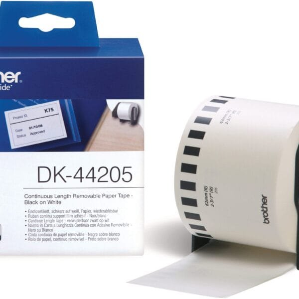 PTOUCH Endlos-Etiketten 62mmx30.48m DK-44205 QL-500/550 weiss Rolle